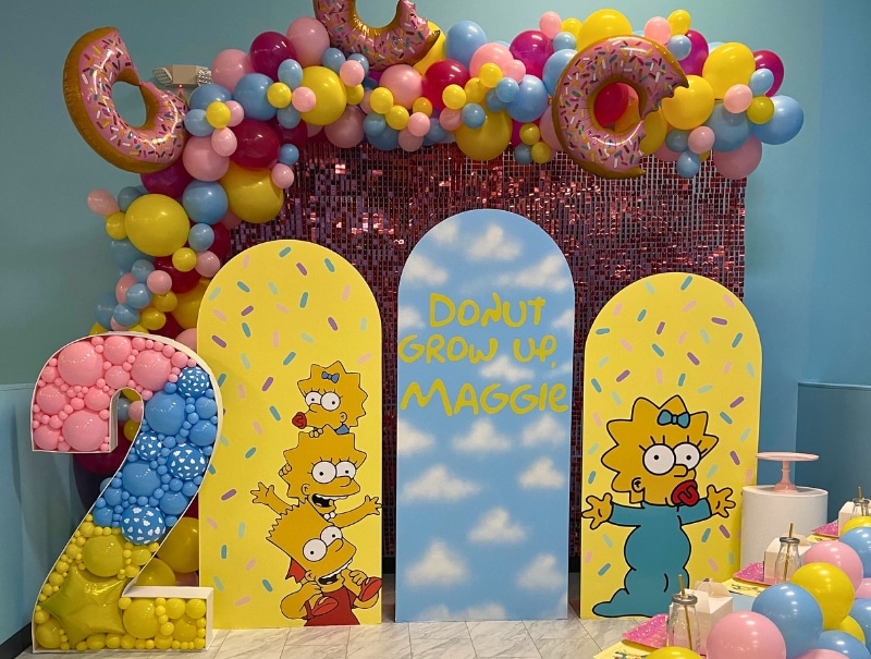 These Customized Backdrops with the Simpsons Theme were a hit at this kids party at Kidz Kastle 